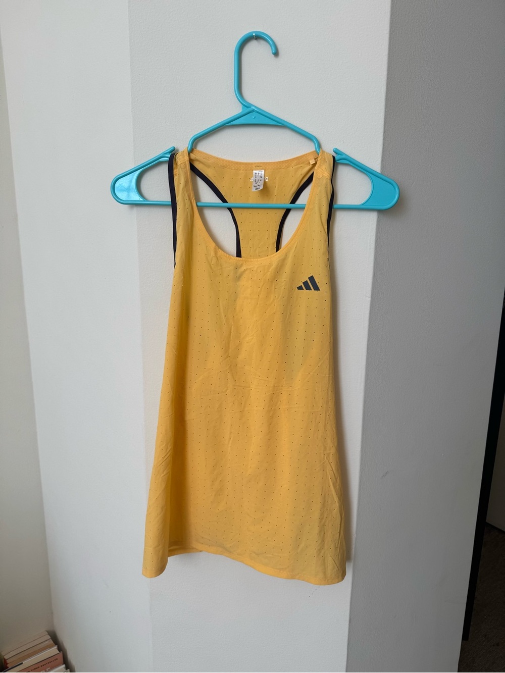 adidas Yellow Perforated Racerback Training Tank